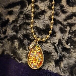 Elegant Gold and Multicolor Teardrop Necklace